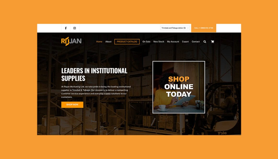 Rojan Marketing website launch by Small Potato creative agency in Trinidad and Tobago